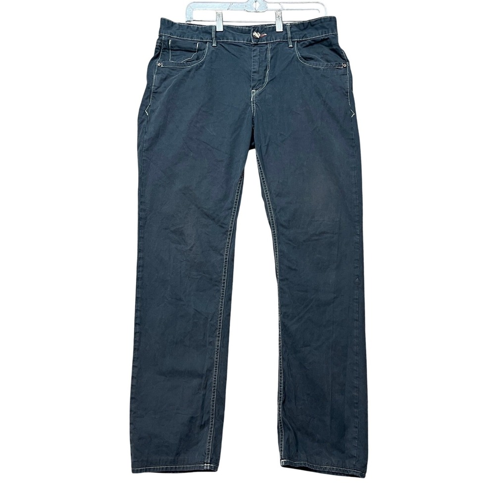 Robert Graham Classic Yates Pants Mens 34x31 Gray Contrast Stitch Straight Leg